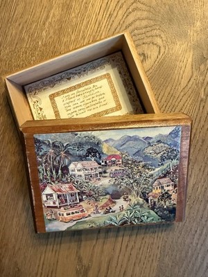 Annabella Box Jamaica Folk Art Wood Trinket Tropics Box Vintage
