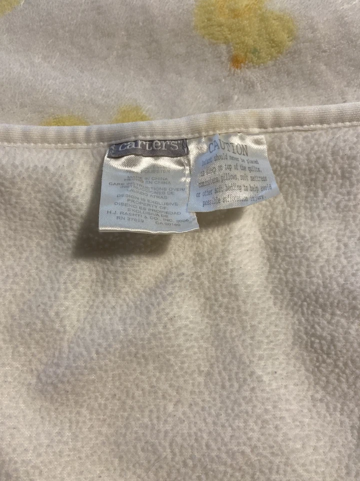 Carters Yellow White Duck Baby Blanket Fleece Backing Soft Security Lovey 30x40" - Image 2 of 2