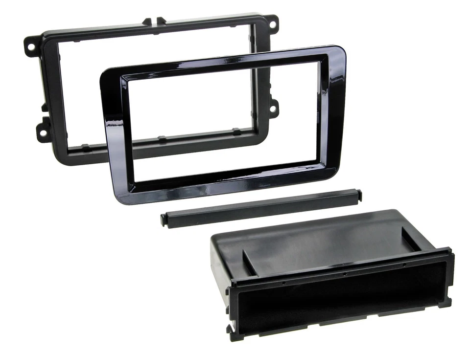 Einbaurahmen DIN Autoradio für Seat Skoda VW piano schwarz PRO - Bild 2 von 2