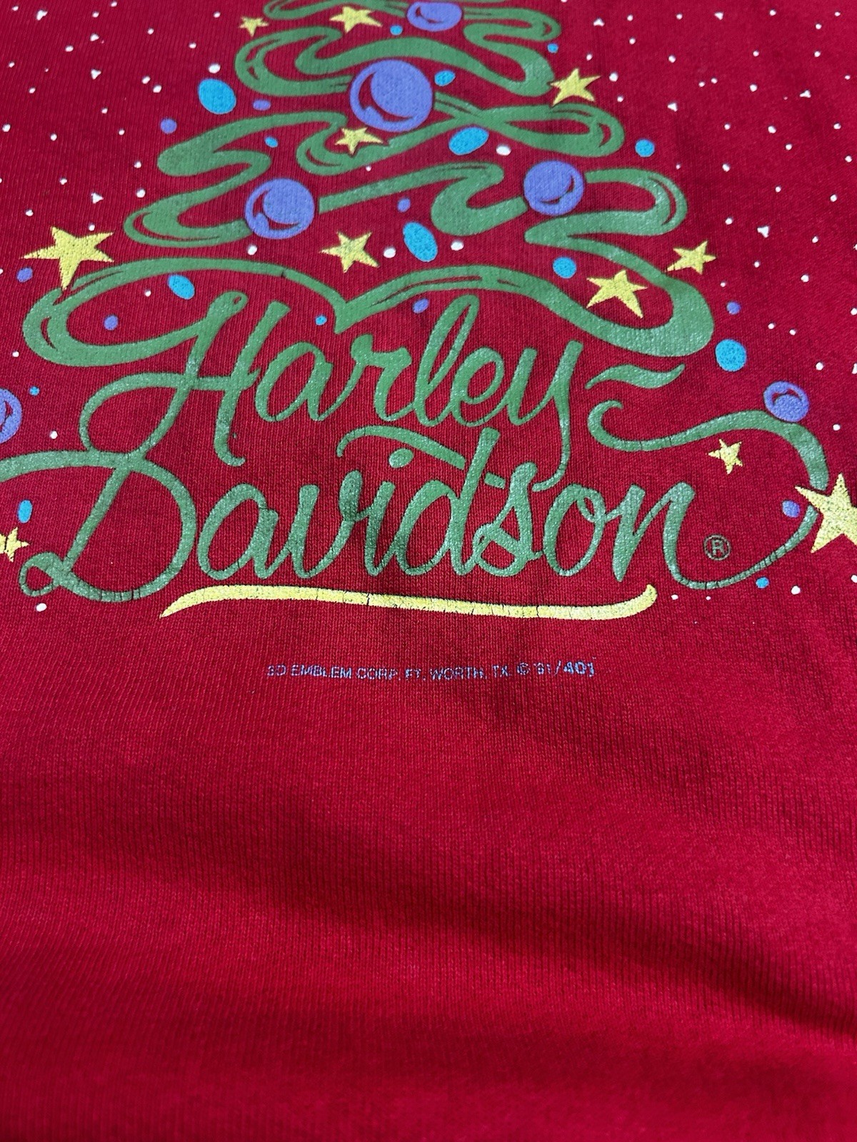 Rare 80s Harley Davidson Christmas 3d Emblem Red Crewneck Size L No Flaws image 4