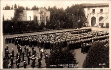 1918 Naval Training Station San Diego RPPC Sailors Parade Balboa Park