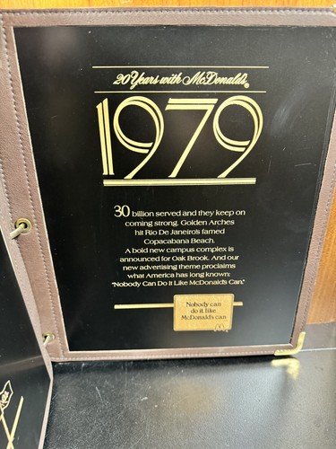 Vntg 20 Years w/ McDonald's 1967-1987 Wooden Binder Award Book Franchise Owner - Picture 17 of 24