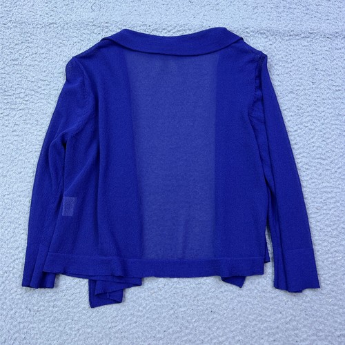 Eileen Fisher Cardigan Women's M Blue Sheer Drape Open Front Wrap Italian Yarn - Picture 8 of 8