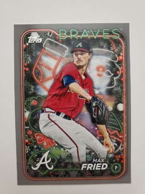 2024 Topps Holiday Max Fried H134 Silver Glitter Parallel Card Atlanta Braves 