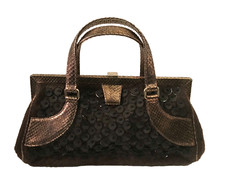 Oscar De La Renta Evening “Doctor” Bag Mohair & Bronze Leather Made in Italy