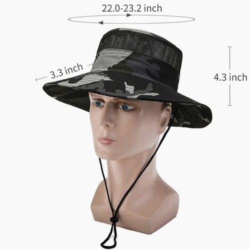 Unisex Wide Birm Sun Hat Camouflage Bucket Mesh Boonie Cap Fishing Hiking - Picture 4 of 19