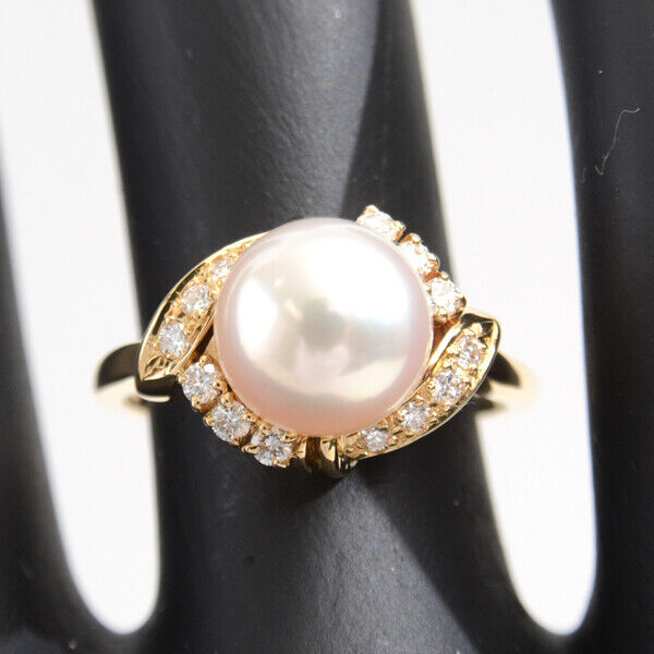 MIKIMOTO Pearl diamond ring 8.5mm yellow gold K18 P0014073 MIKIMOTO Pearl diamond ring 8.5mm yellow gold K18 P0014073