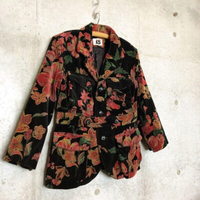 I.S 80's Corduroy Jacket Floral Print Issey Miyake Tsumori Chisato
