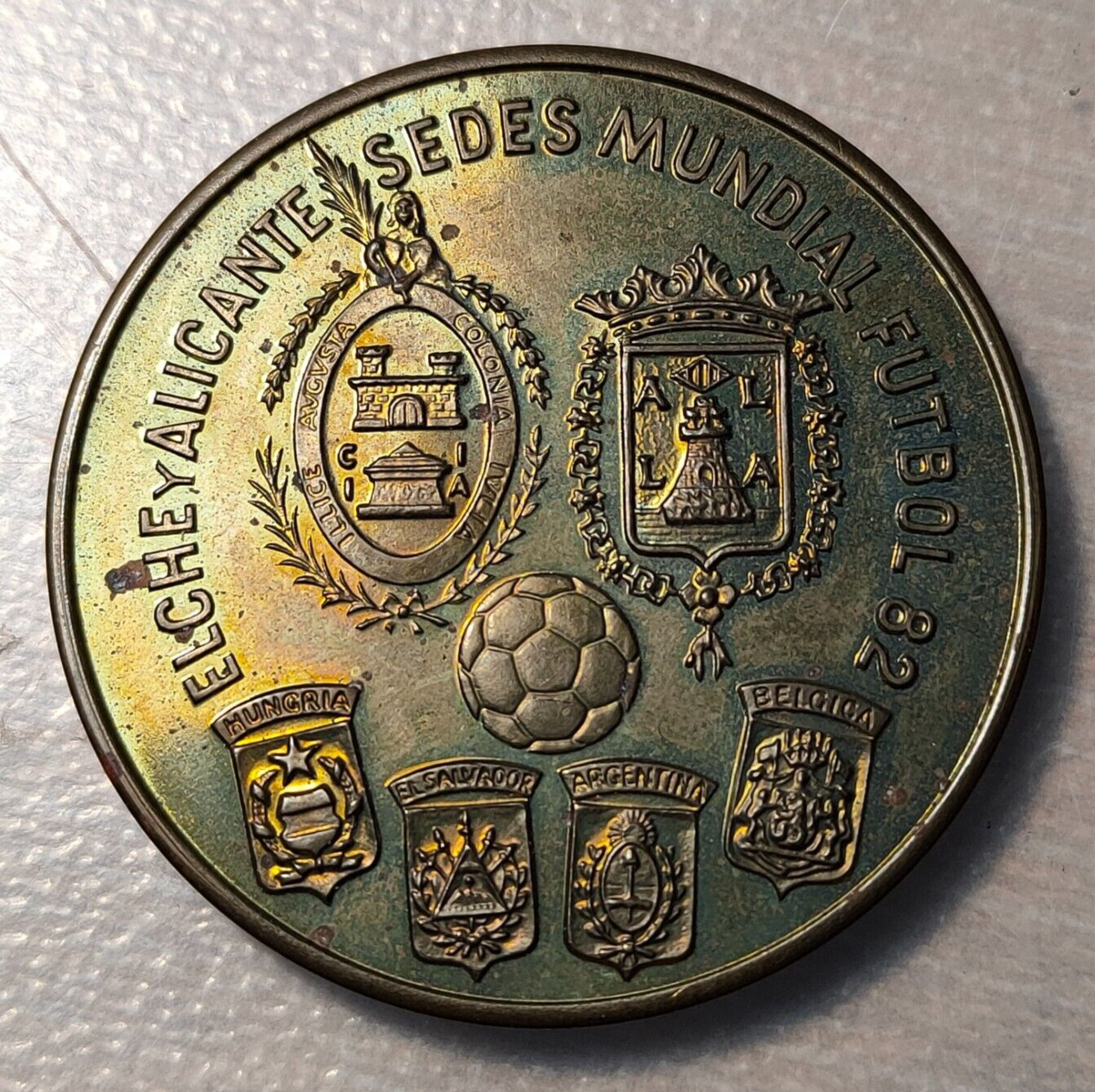 ESPAÑA 82' MUNDIAL FUTBOL FOOTBALL FIFA 1982 ELCHE ALICANTE SEDE CON CERTIFICADO