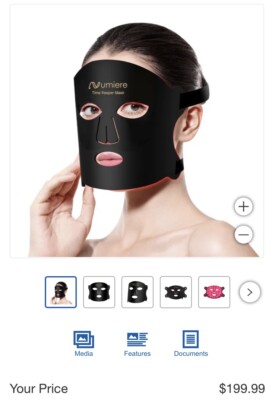 Numiere Time Keeper LED Face Mask Blue / Red / NIR Light Therapy NEW SEALED FAST