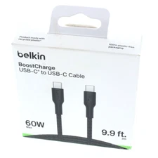 Belkin BoostCharge Braided USB-C to USB-C Cable 9.9 ft / 60W Max  Black