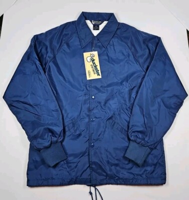 VTG Duckster Sportswear Coaches Jacket Blue Snap Lined Windbreaker Coat Mens Med