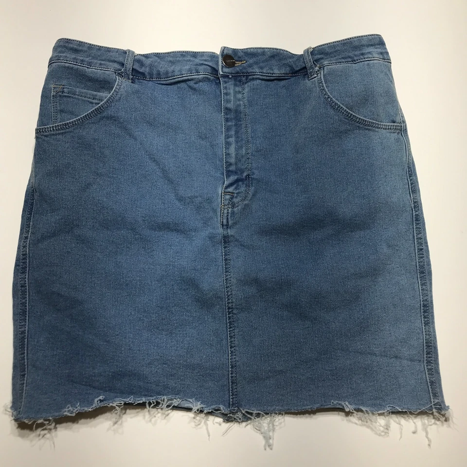 Falda &Denim by H&M para mujer talla 14 azul denim corte lavado claro elástica recta Foto 3 de 4