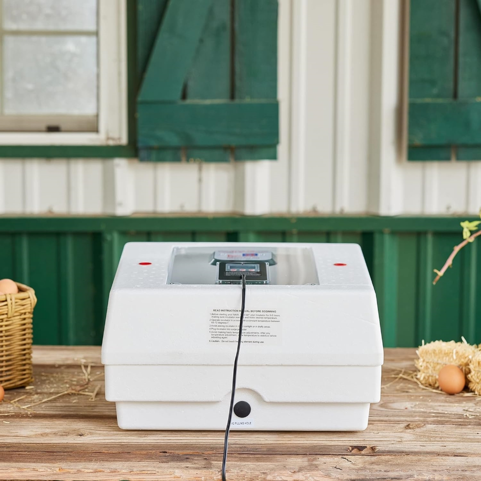 Farm Innovators Heated Display Still Air Incubator for 4 Dozen Eggs