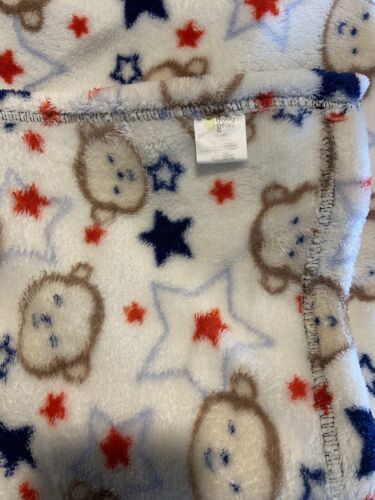 Baby Gear Monkey Face Stars Blanket Red Blue Soft Security Lovey 30x40" - Picture 2 of 2