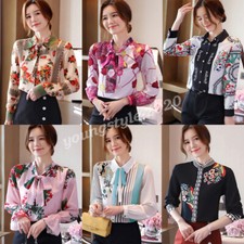 Elegant Women Button Down Shirt Business Career Work Long Sleeve Fall Blouse Top