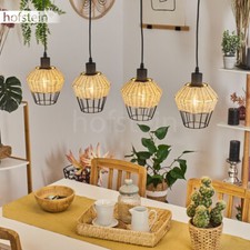 Pendel Lampen Rattan schwarz Ess Wohn Schlaf Zimmer Beleuchtung Hänge Leuchten