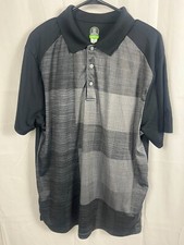 PGA Tour Men  s Polo Extra Large Golf Shirt Black Gray Short Sleeve Pro Series