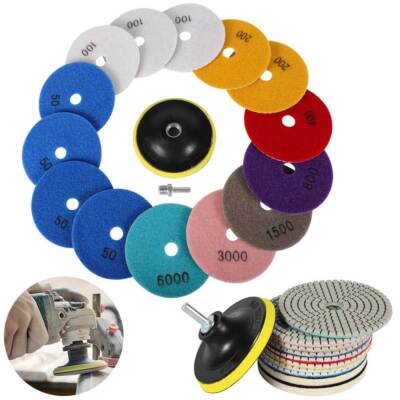 UK 16 Stck. Diamant Polierpads Nass Trocken 4 Zoll Set Kit für Beton Marmor Fliesen