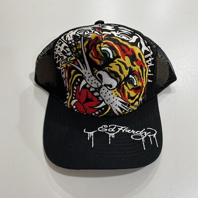ED Hardy Men s Black Double Tiger Trucker Hat One Size