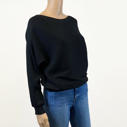 TU Womens Lurex Ribbed Slash Neck 