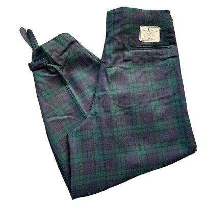 Vintage PAYNE STEWART Men's 32 100% Wool Blue Green Plaid Golf