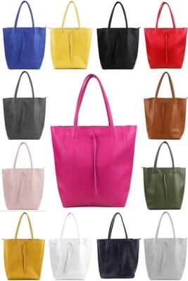 Sa-Lucca Damen Shopper echt Leder Handtasche Schultertasche mit Reißverschluss
