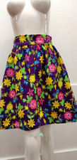 70s Skirt Flower Power Psychedelic Neon Multicolor 60s XS Vintage Mod Groovy