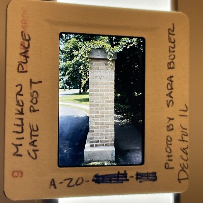 Decator Illinois Milliken Place Gate Post  House Photo 35mm Slide USAR4