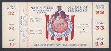 1943 COLLEGE OF THE PACIFIC TIGERS 1ST YR NCAA D1 FULL FOOTBALL TICKET AIR FORCE