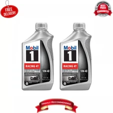 Mobil 1 Racing 4T Full Synthetic Motorcycle Oil 10W-40, 1 Quart (2 PACK)