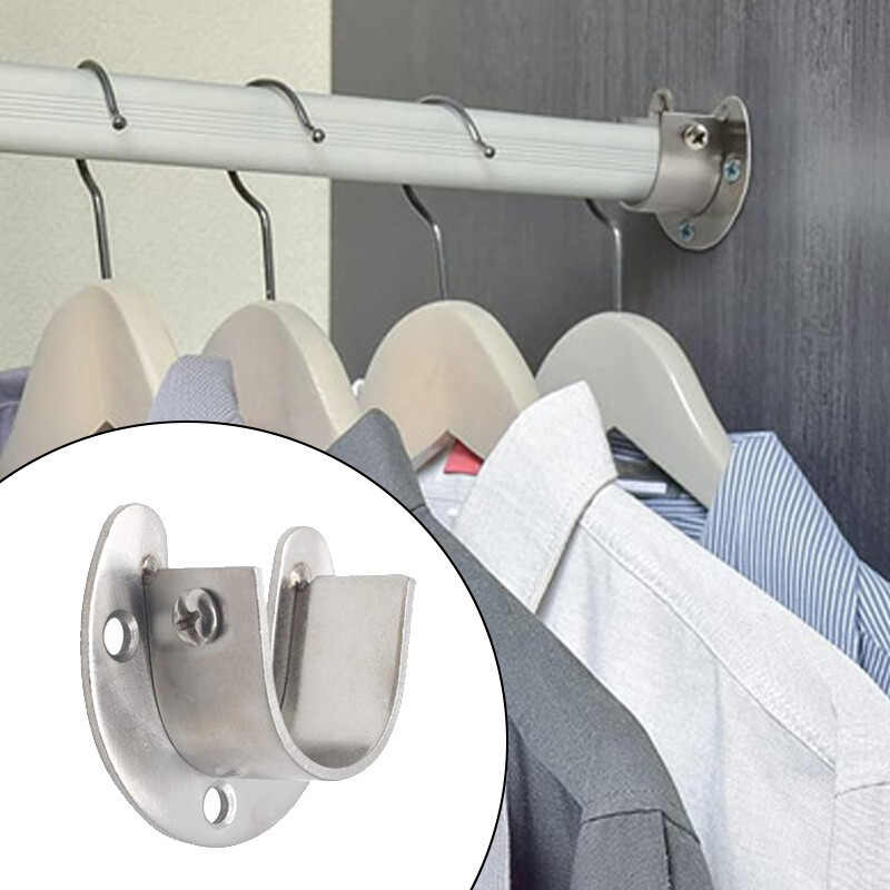 2PCS Wardrobe Rod Holder Socket End Support Bracket For Closet Curtain Pipe Tube-image