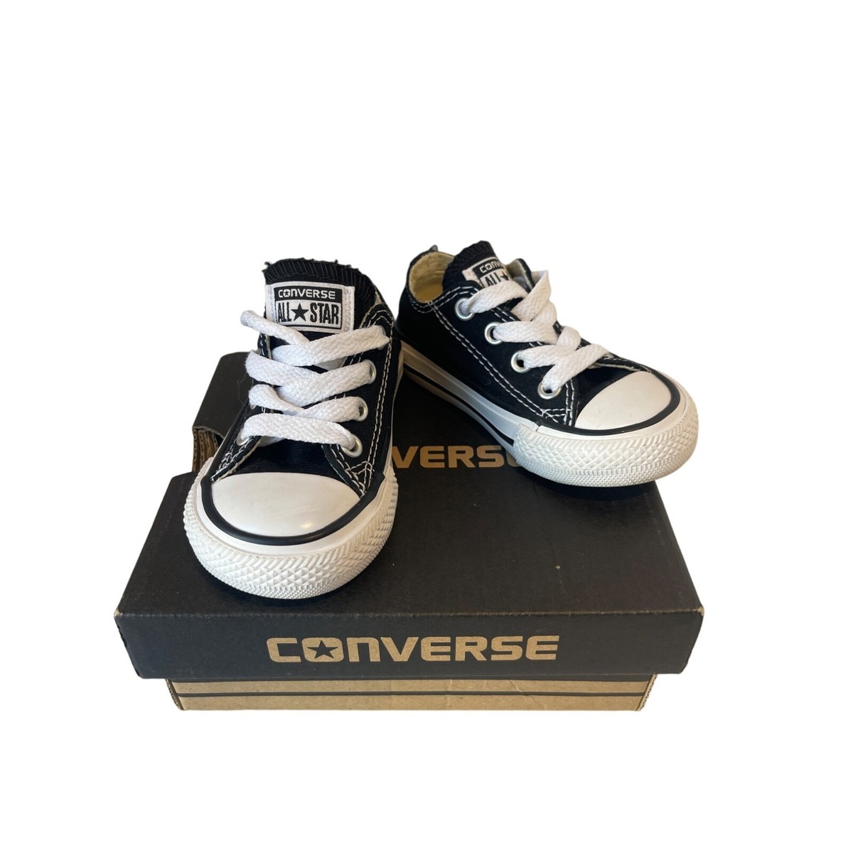 Converse All Star Low Chucks 7J235 Black Canvas Shoes Unisex Toddler Size  US