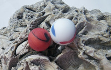 Sea Glass, Marbles, Red with Black Swirls and White with Yellow,Blue Red Swirls