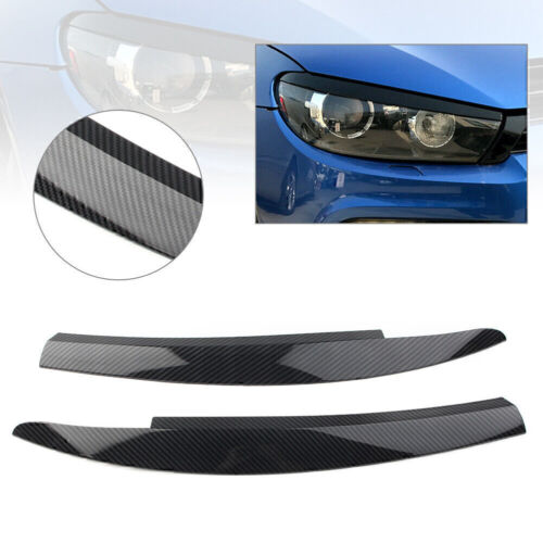 For VW Scirocco 2009-2017 Head Light Lamp Eyebrow Eyelid Cover Trim Carbon Fiber - Picture 1 of 12