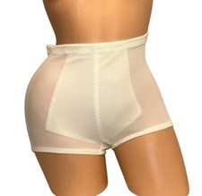 SEARS Ivory High Waisted Sheer Nylon Shaper Girdle Panties M 27-28 NOS