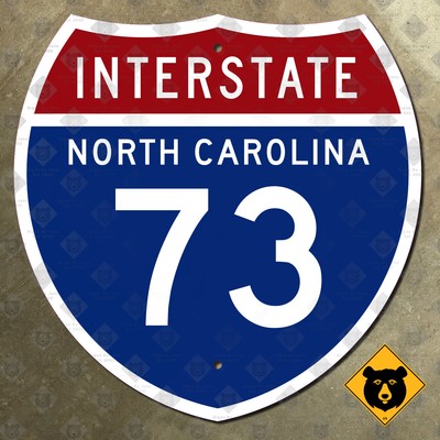 North Carolina Interstate 73 highway route sign shield 1957 Asheville 12x12