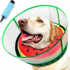 Inflatable Dog Cone Collar with Detachable Shield and Soft Padding for M/L Dogs