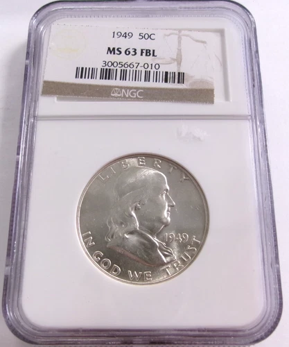 1949 Franklin Silver Half Dollar NGC MS 63 FBL