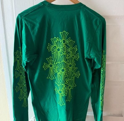 Chrome Hearts Green Long Sleeve Men's Cotton Jersey Graphic Pocket T-Shirt
