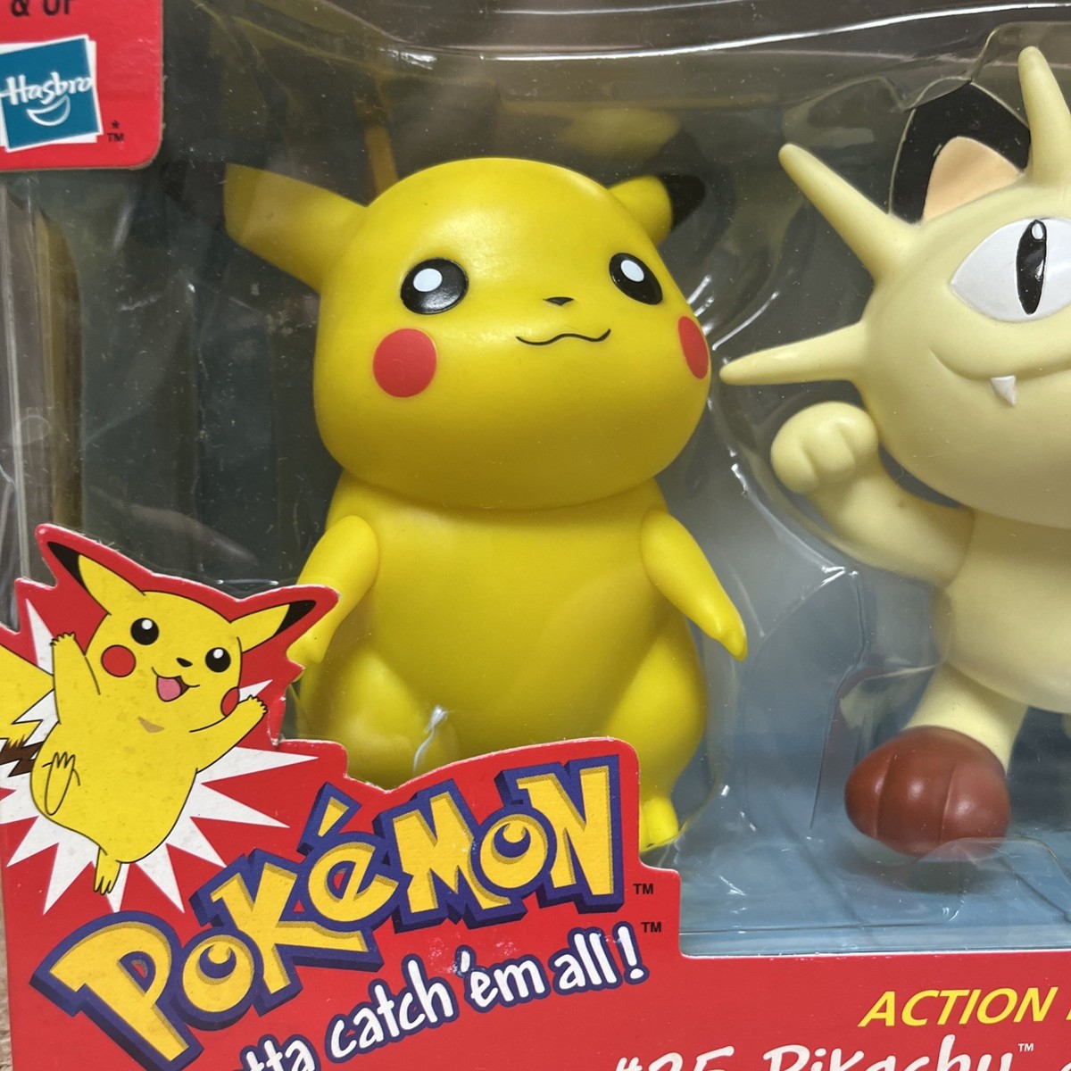 Vintage Pokémon Action Figures - #25 Pikachu & #52 Meowth Damaged