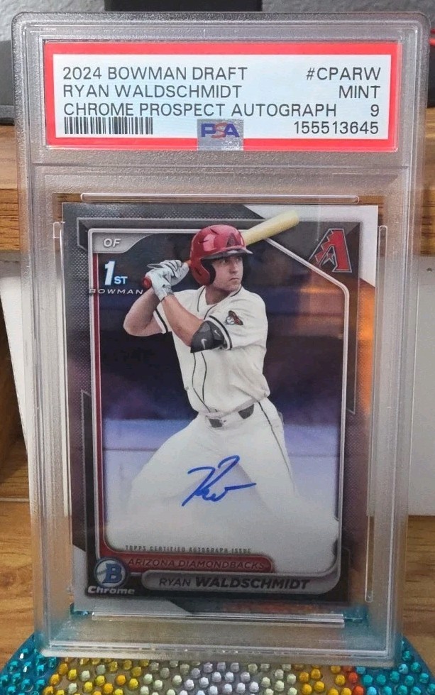 RYAN WALDSCHMIDT 2024 BOWMAN DRAFT CHROME RC ROOKIE 1ST AUTO CPARW PSA 9