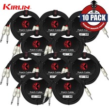 10-PACK Kirlin 3FT 3.5mm TRS To Dual 1/4" Mono Noise-Free Cable Y-362 PRL-03/BK