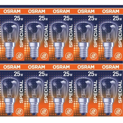 10 x Osram Glühbirne Röhre 25W E14 Glühlampe Kühlschrank Special SPC. T26/57 CL