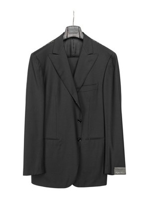 $2200 RAFFAELE CARUSO Black Peak Suit LORO PIANA Wool 130's  44 US / 54 EU