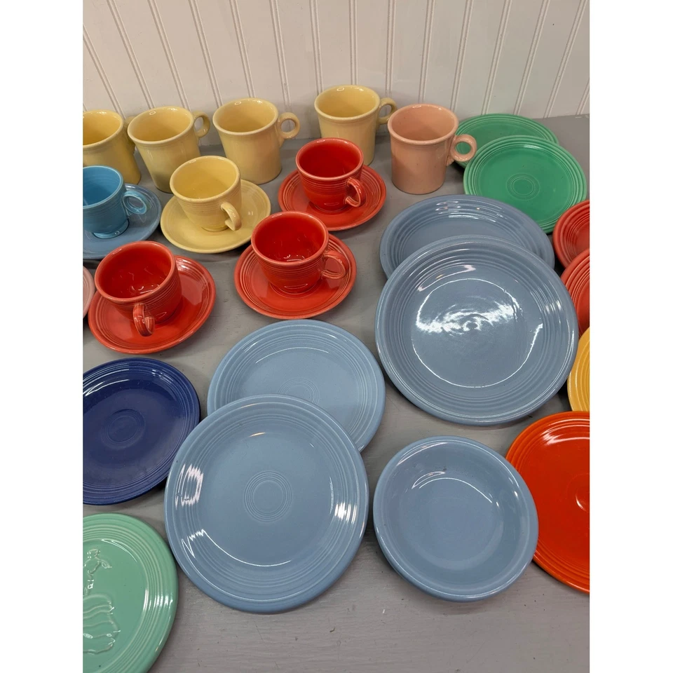 Lot of 35 Fiesta Fiestaware Dinnerware Set MIXED Color Plates Bowls Mugs HLC USA - Image 3 of 4