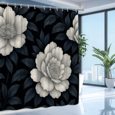 Elegant Black and White Floral Shower Curtain - Chic Home Decor