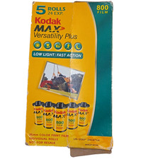 Kodak MAX Versatility Plus 800 speed 35mm color print film 5 Rolls NOS 05/2007