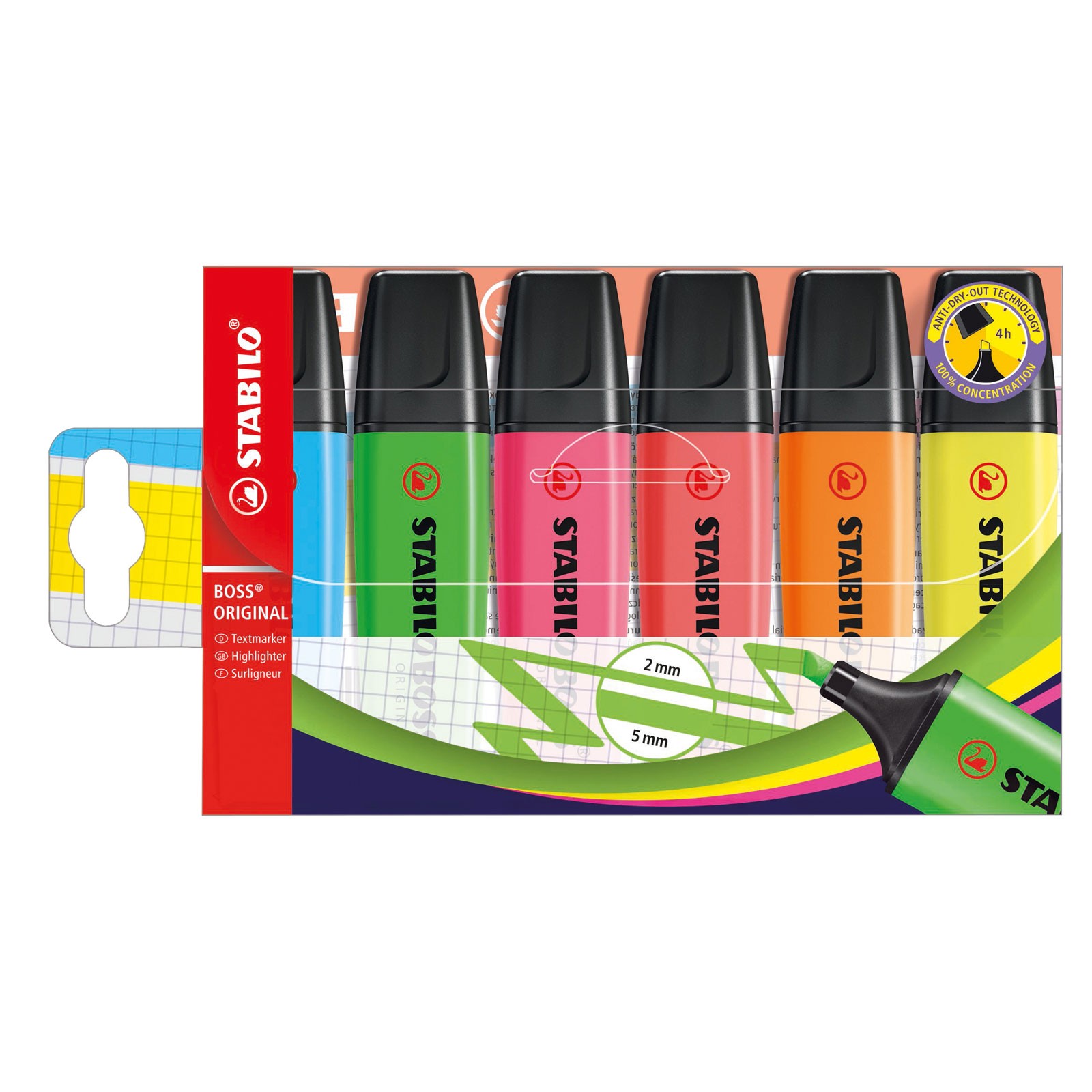 STABILO Boss Original Assorted Highlighters Wallet - Pack of 6