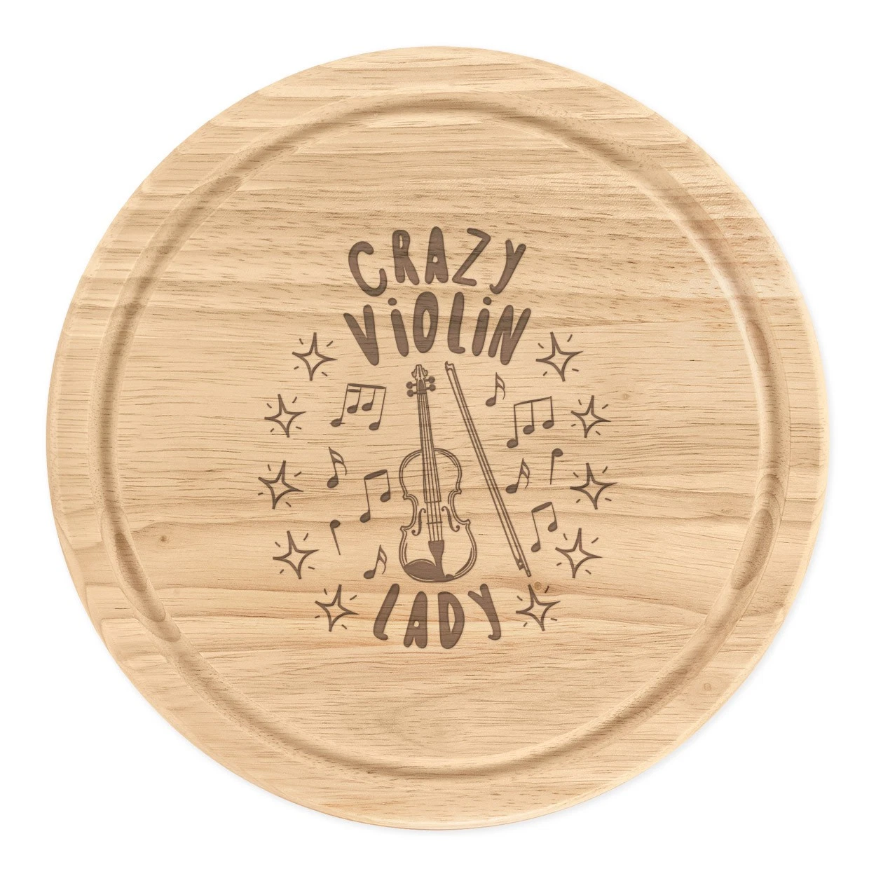 Crazy Violin Lady Stars Round Chopping Cheese Board Mum Mothers Day Girlfriend